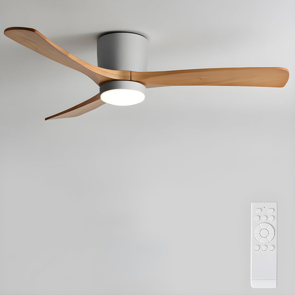 Nordic Wooden Ceiling Fan with LED Light and Remote Control