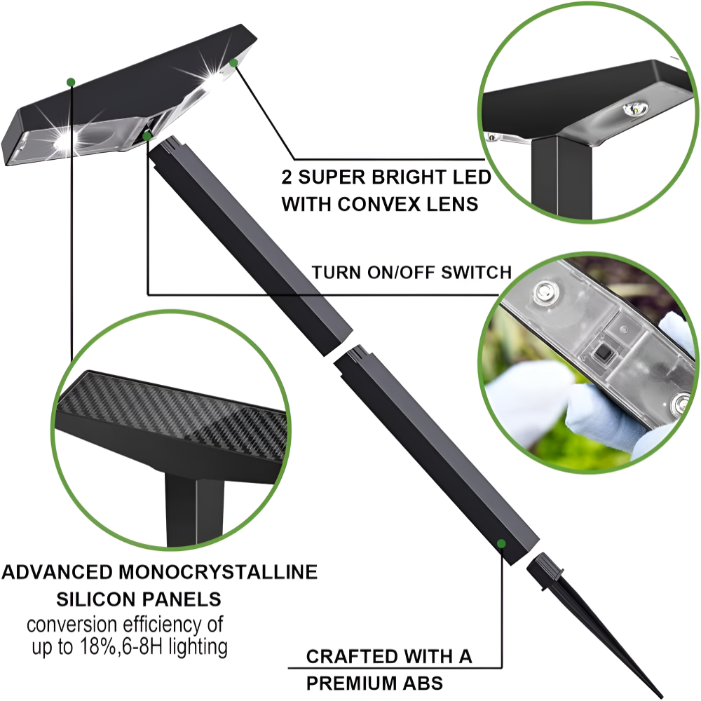 Outdoor Solar Pathway Lights with Dual Lighting Modes & Weatherproof Design