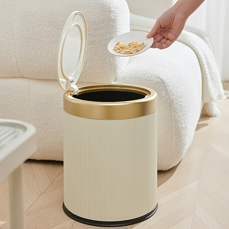 Oval Press-Top Trash Can with Dual Inner Bucket