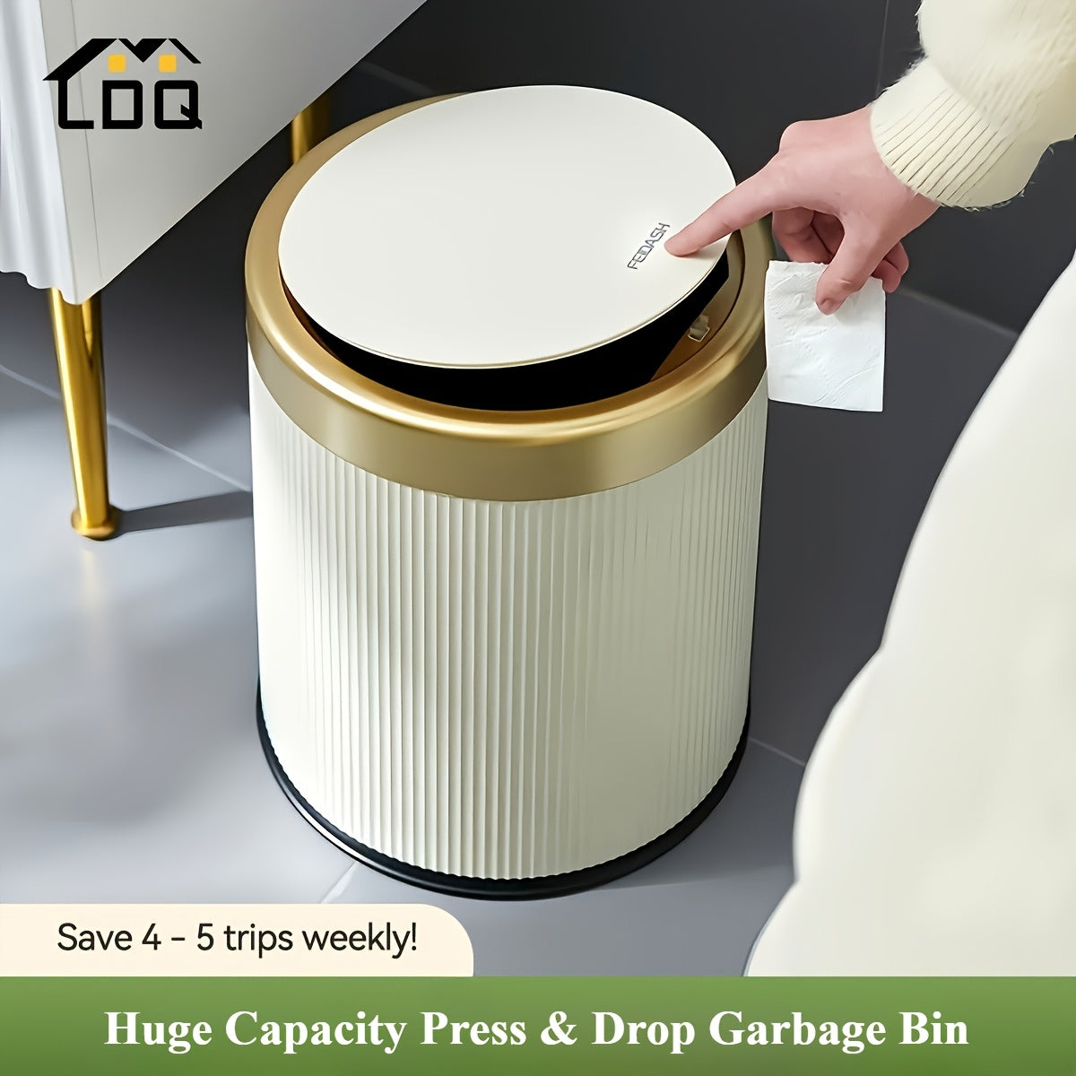 Oval Press-Top Trash Can with Dual Inner Bucket