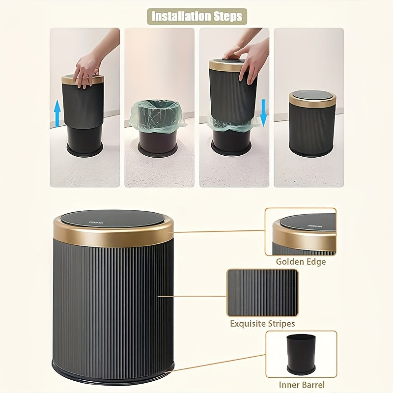 Oval Press-Top Trash Can with Dual Inner Bucket
