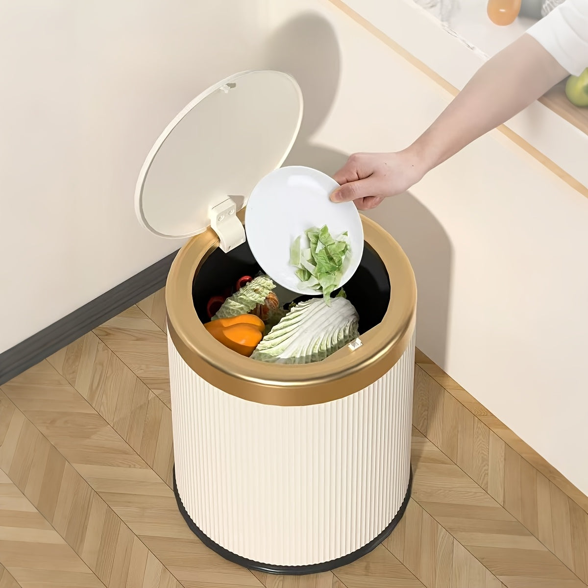 Oval Press-Top Trash Can with Dual Inner Bucket