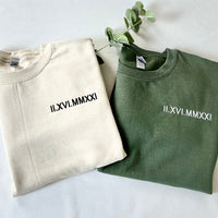 Personalised Matching Couples Hoodies with Roman Numeral Date