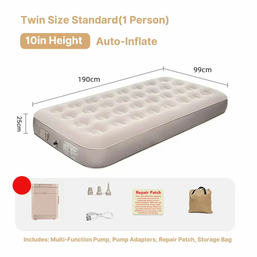 Plush Inflatable Air Mattress with Built-in Pump