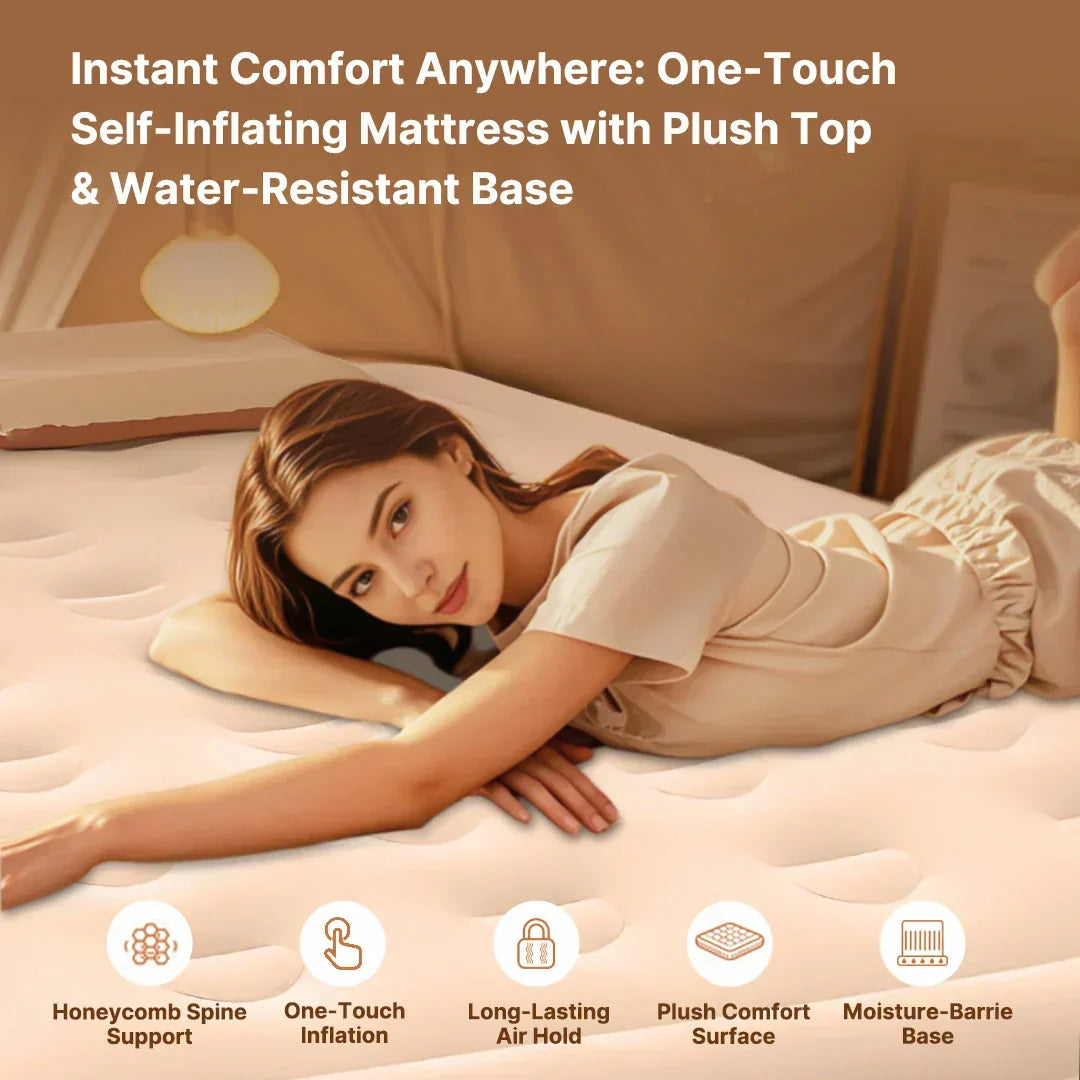 Plush Inflatable Air Mattress with Built-in Pump