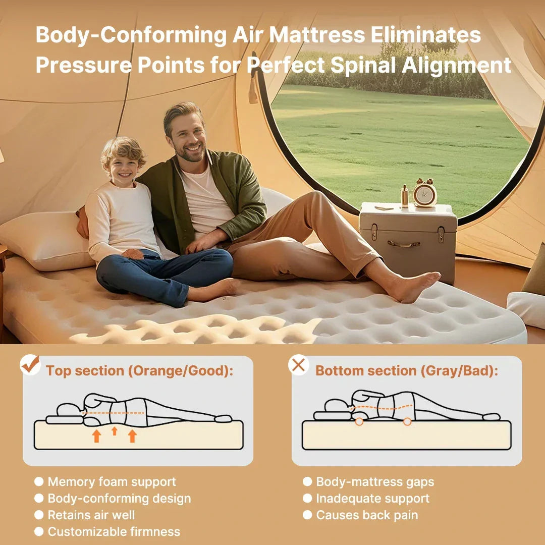 Plush Inflatable Air Mattress with Built-in Pump