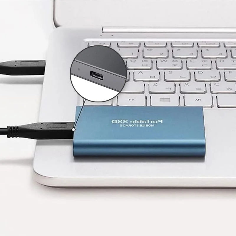 Portable External USB SSD Data Storage with Fast Transfer