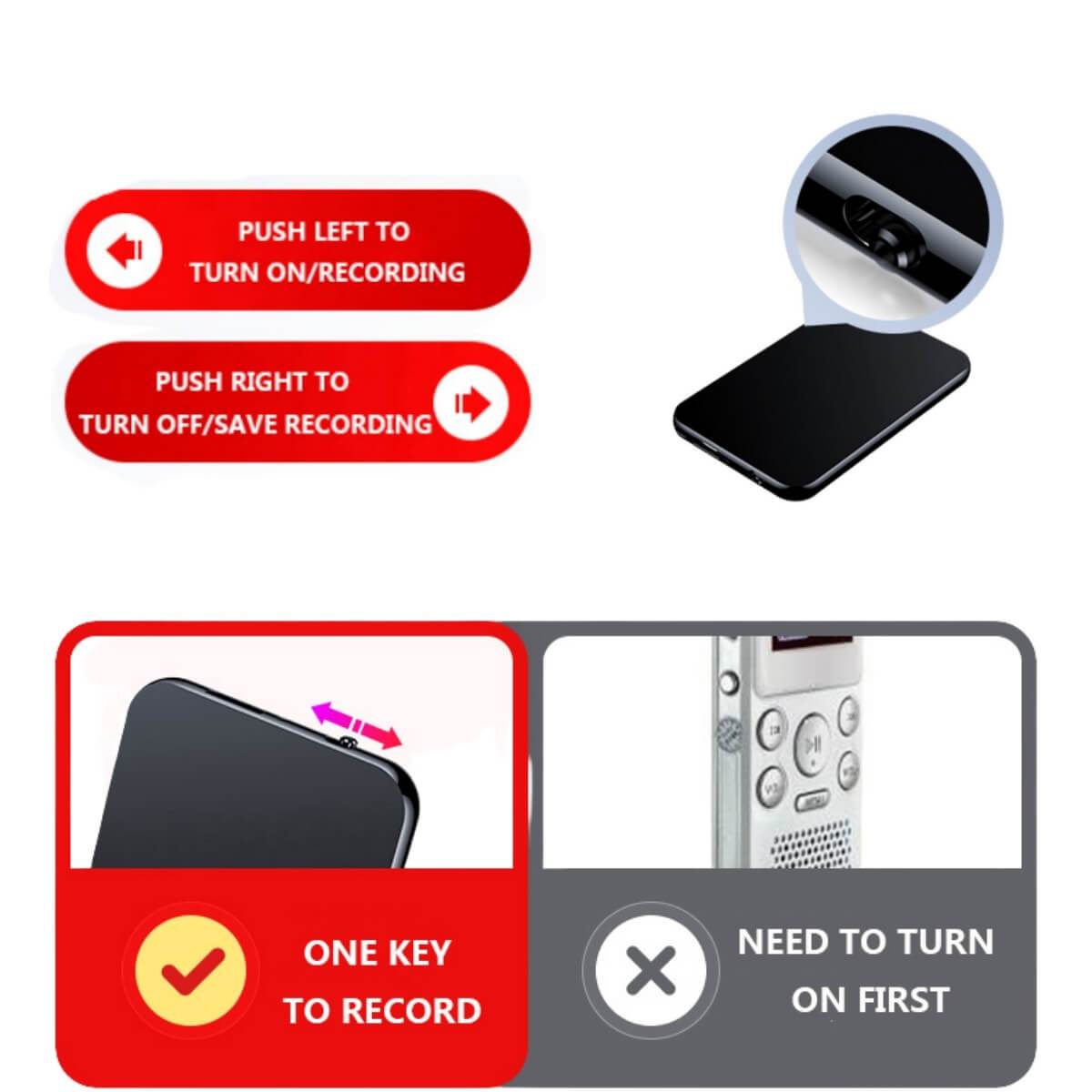 Portable Mini Voice Recorder with 64GB Capacity