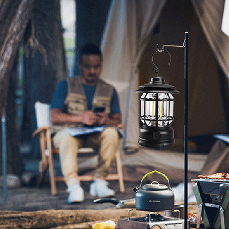 Portable Retro LED Camping Lantern with USB Charging