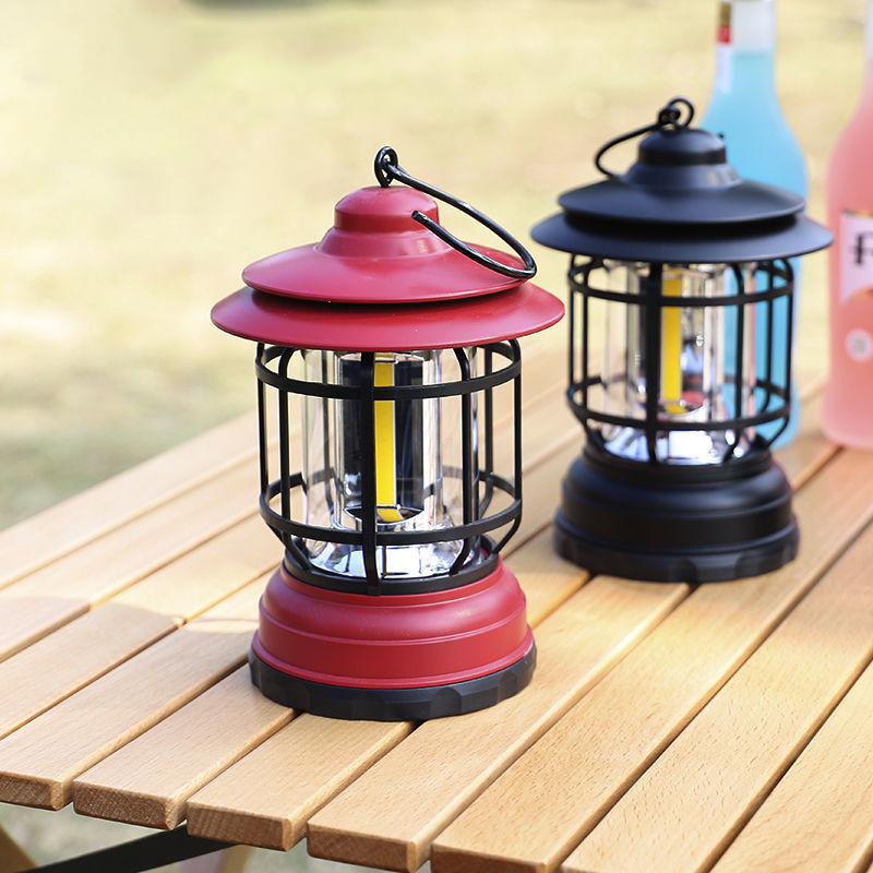 Portable Retro LED Camping Lantern with USB Charging