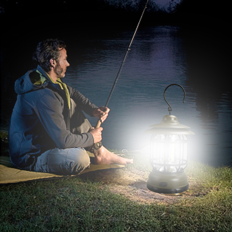 Portable Retro LED Camping Lantern with USB Charging