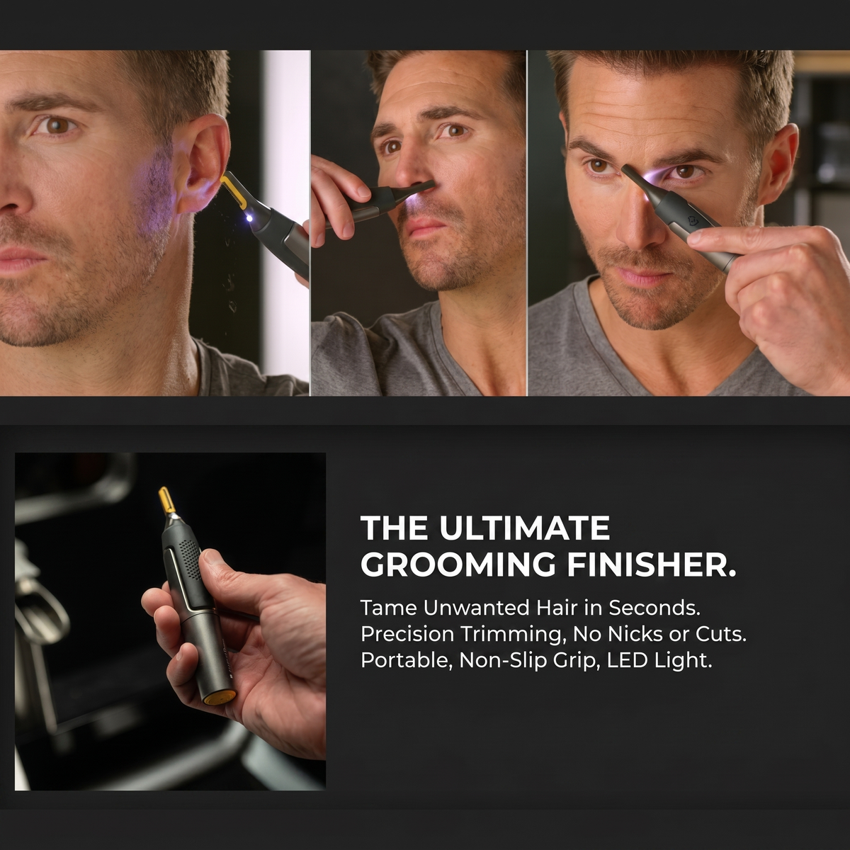 Precision Trimmer | Ultra-Thin Nose Hair Trimmer with Micro-Oscillating Blades | Ergonomic Design for Safe Hair Removal