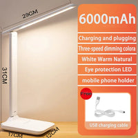 Rechargeable 6000mAh LED Desk Lamp - Stepless Dimmable Foldable Table Lamp with Touch Control