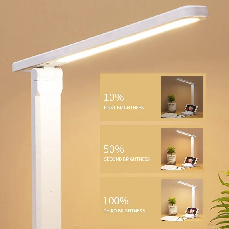 Rechargeable 6000mAh LED Desk Lamp - Stepless Dimmable Foldable Table Lamp with Touch Control
