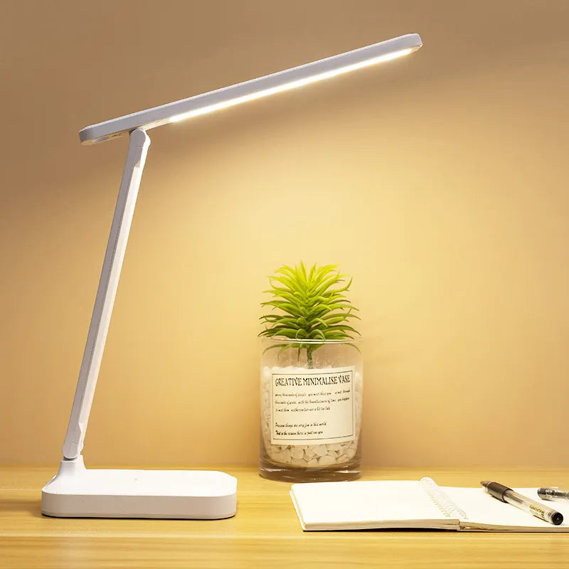 Rechargeable 6000mAh LED Desk Lamp - Stepless Dimmable Foldable Table Lamp with Touch Control