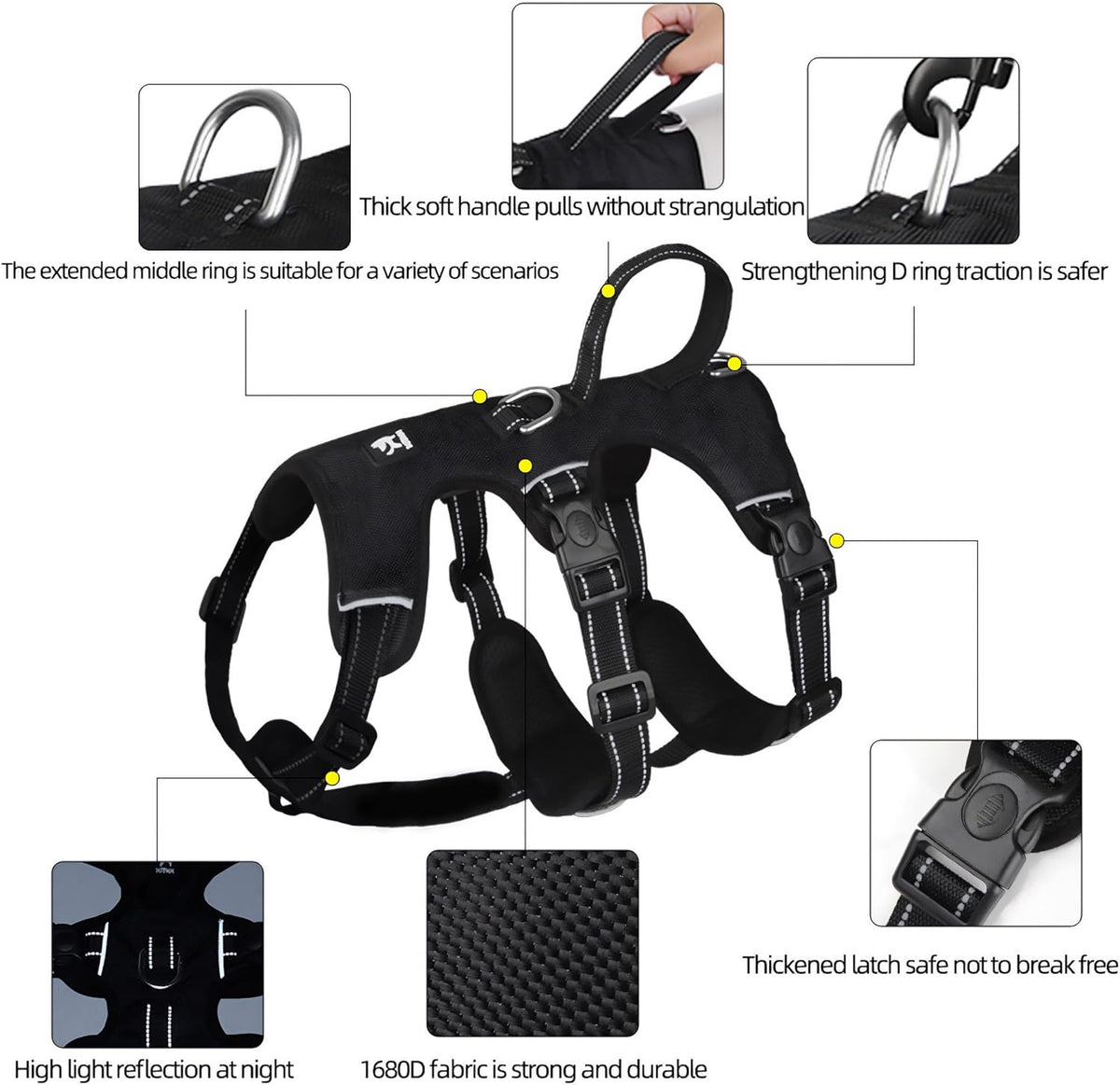 Reflective No-Pull Dog Harness – Escape-Proof and Adjustable