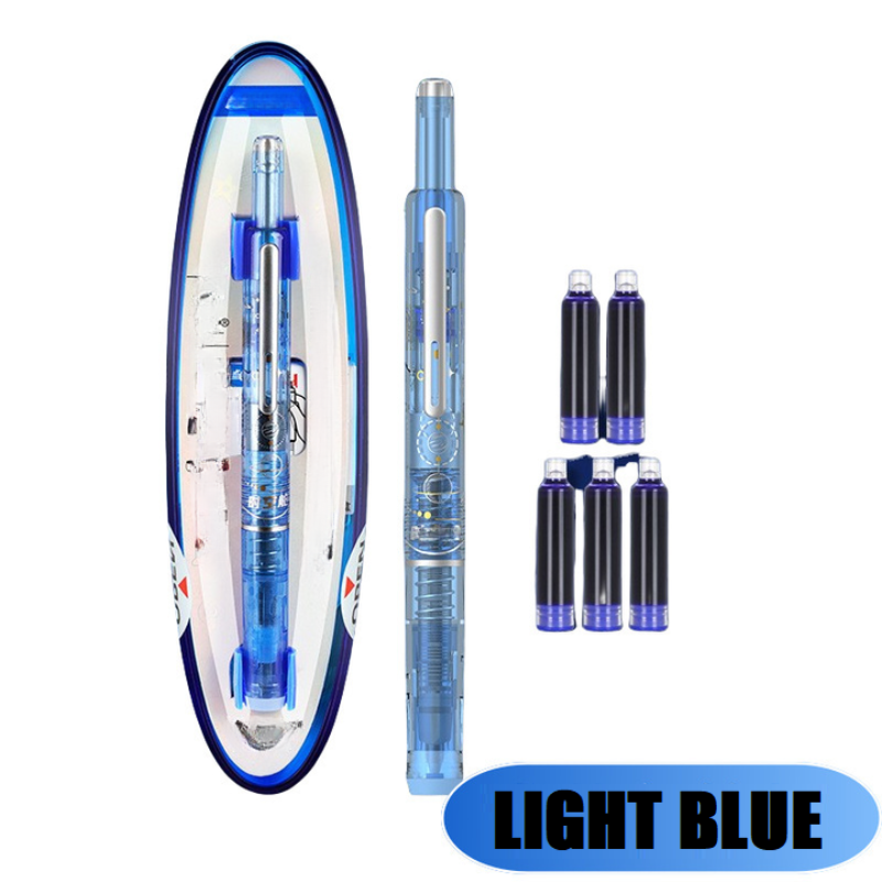 Retractable and Refillable Fountain Pen with Ink Cartridges