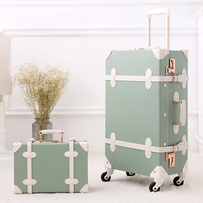 Retro Hardshell Suitcase Set with Wheels and Combination Lock