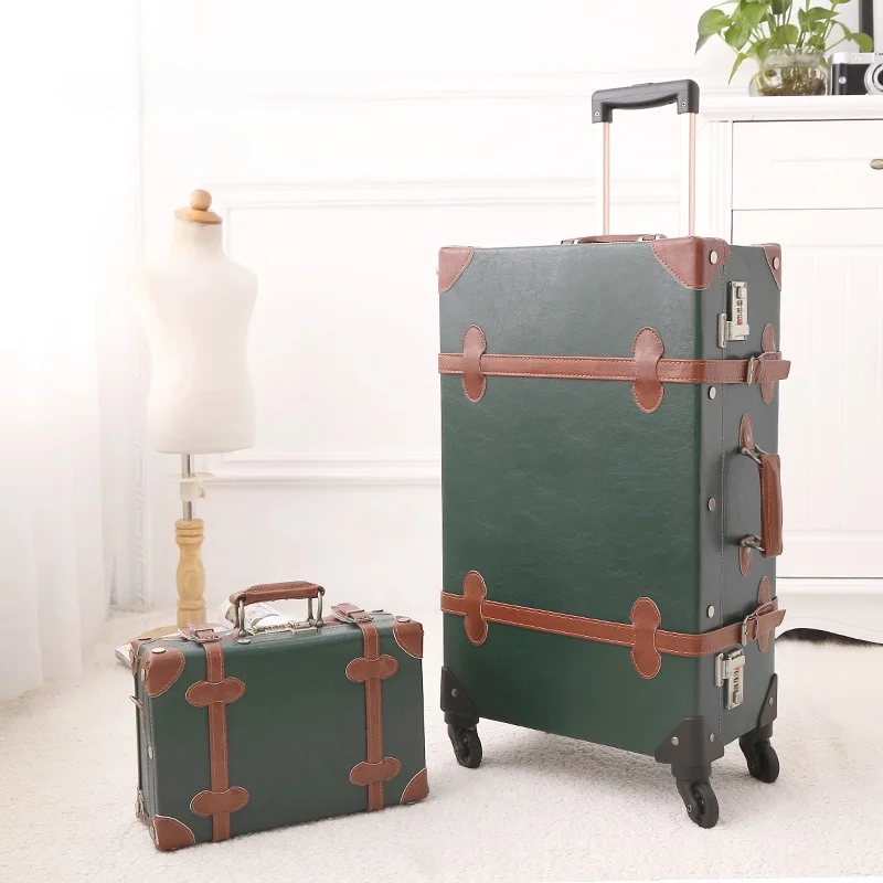 Retro Hardshell Suitcase Set with Wheels and Combination Lock