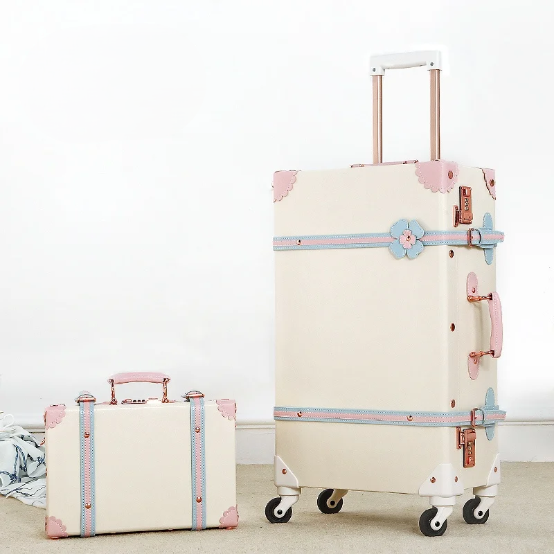 Retro Hardshell Suitcase Set with Wheels and Combination Lock