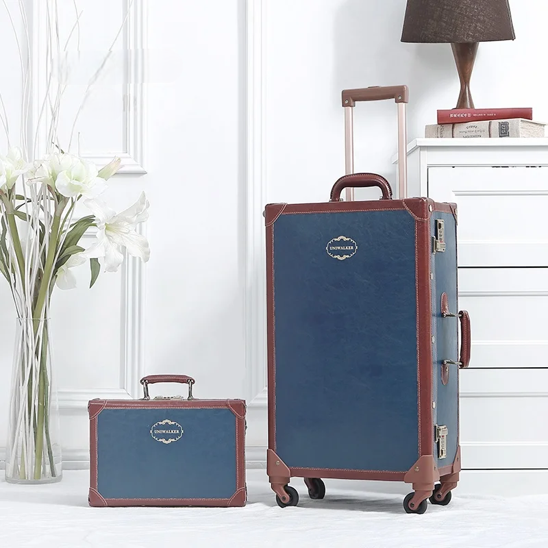 Retro Hardshell Suitcase Set with Wheels and Combination Lock