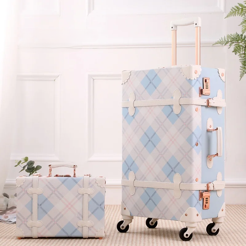 Retro Hardshell Suitcase Set with Wheels and Combination Lock