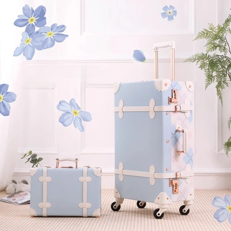 Retro Hardshell Suitcase Set with Wheels and Combination Lock