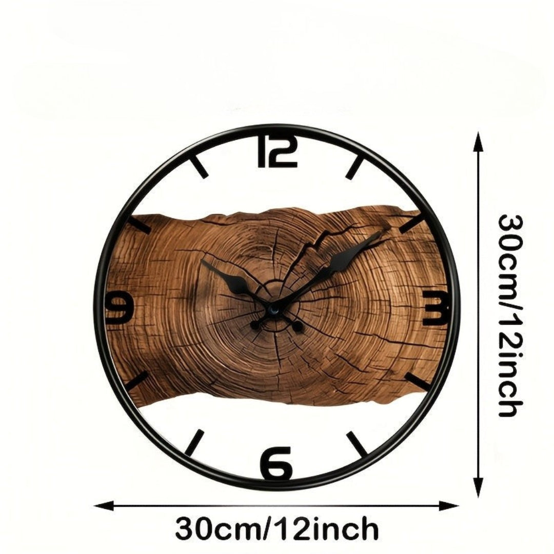 Round Wooden Wall Clock with Cut-Out Design