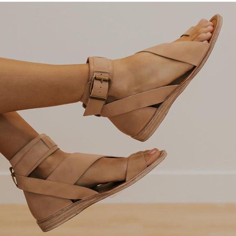 Sandals with Cross Strap and Toe Ring