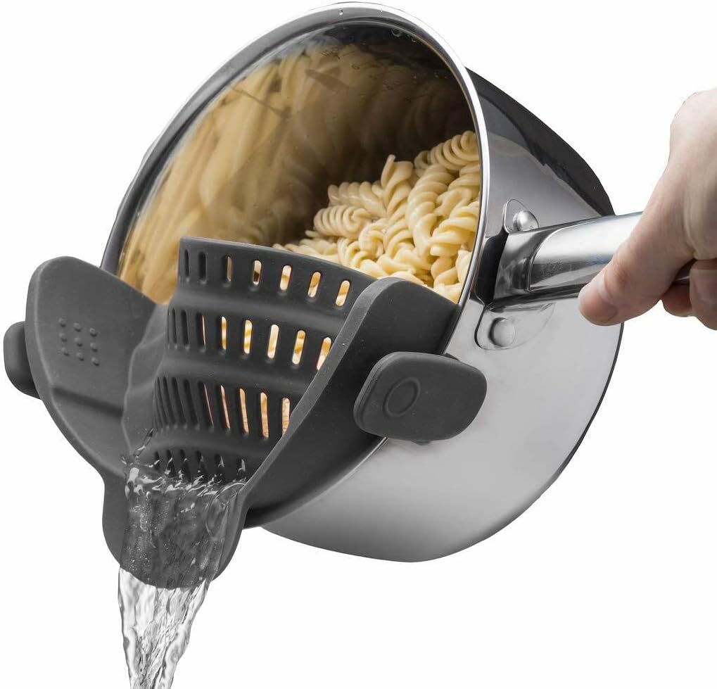 Silicone Clip-On Strainer - Heat-Resistant Colander for Pasta & Vegetables