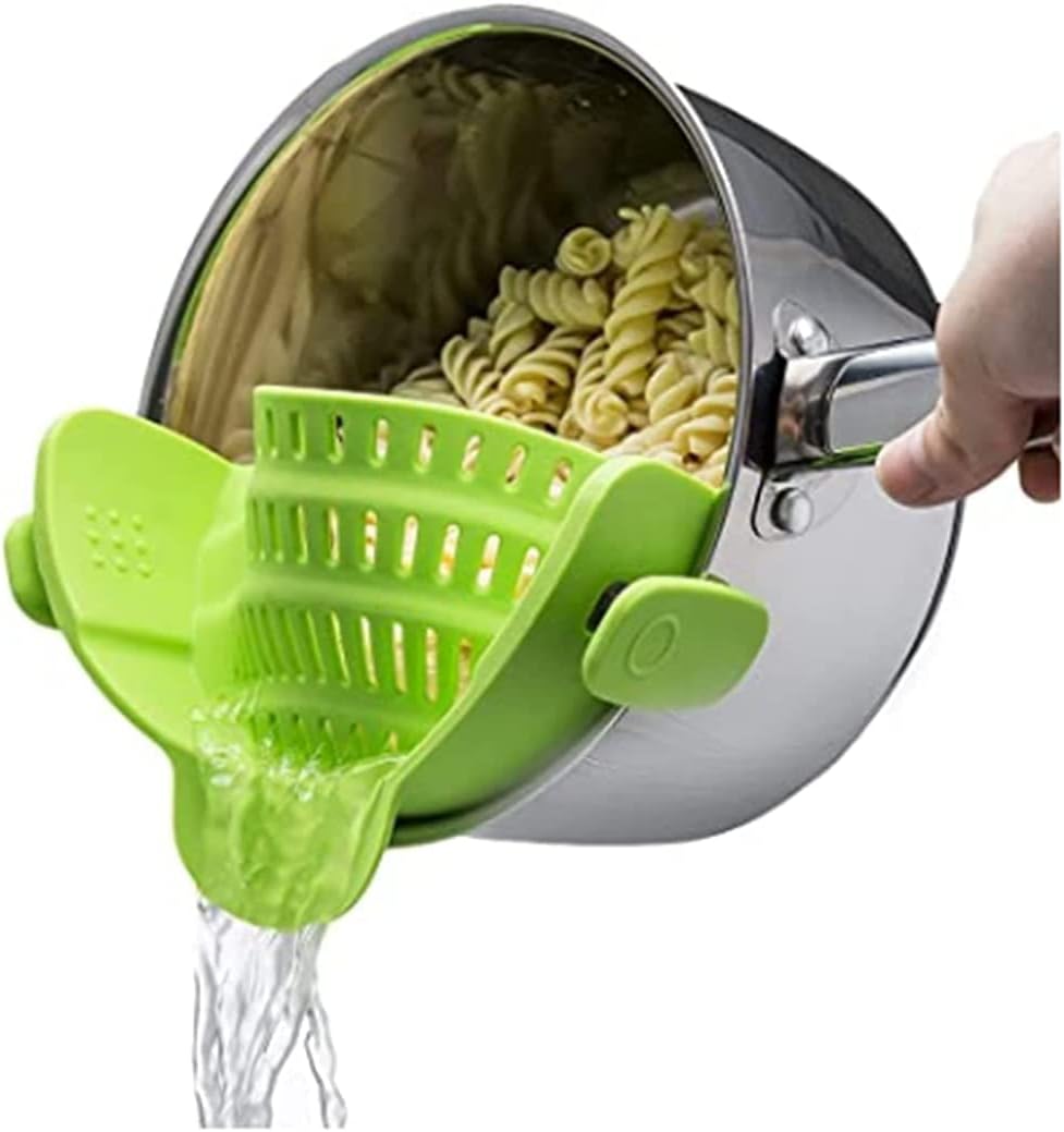 Silicone Clip-On Strainer - Heat-Resistant Colander for Pasta & Vegetables