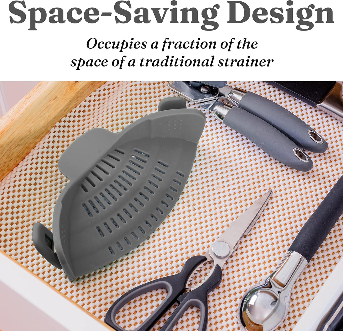 Silicone Clip-On Strainer - Heat-Resistant Colander for Pasta & Vegetables