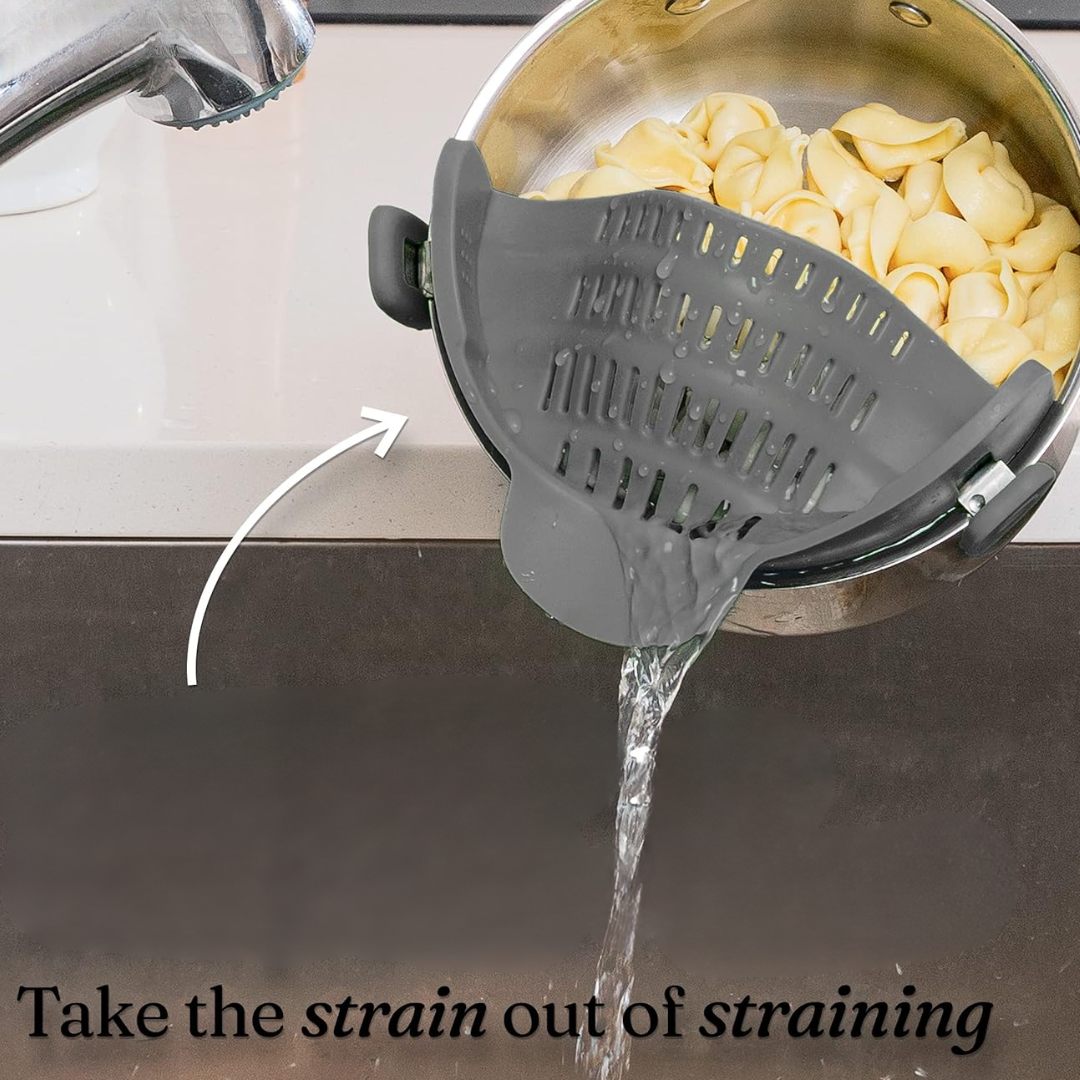 Silicone Clip-On Strainer - Heat-Resistant Colander for Pasta & Vegetables