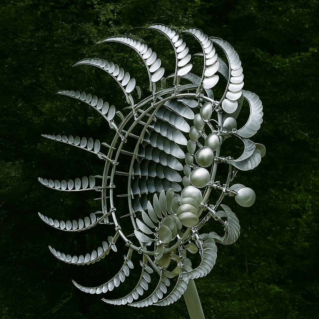 Silver Metal Garden Wind Spinner Sculpture
