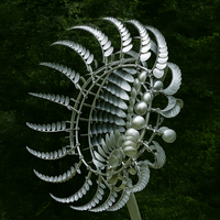 Silver Metal Garden Wind Spinner Sculpture