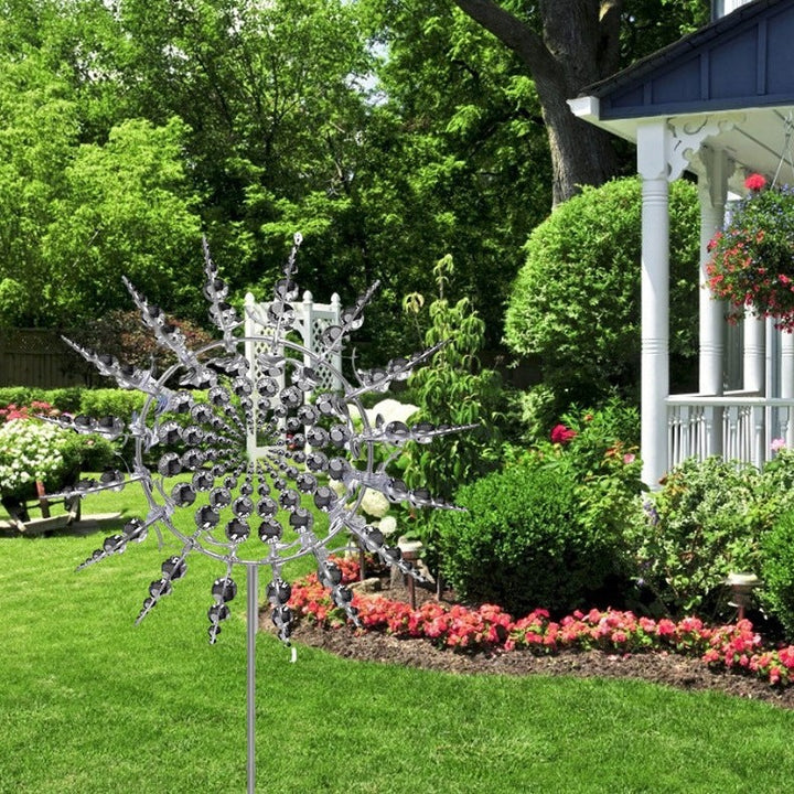 Silver Metal Garden Wind Spinner Sculpture