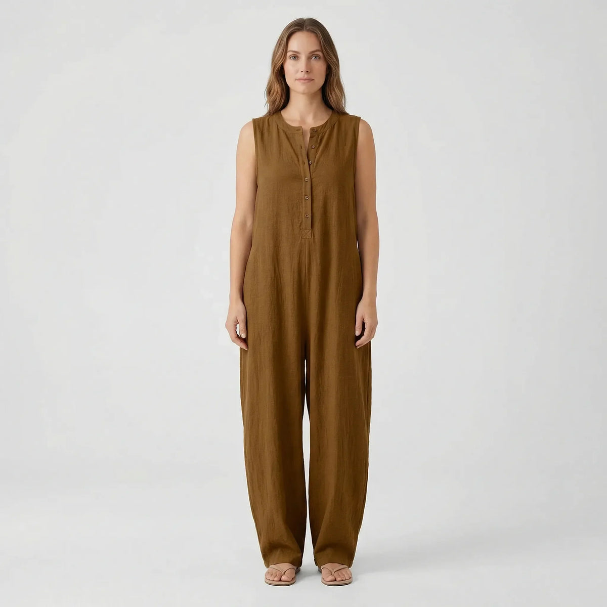 Sleeveless Hooded Button-Front Jumpsuit