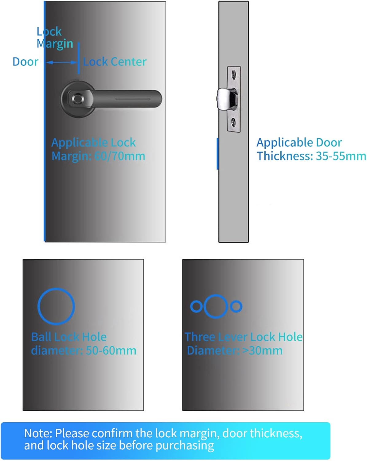 Smart Fingerprint Door Lever Lock with Key Access & 30 User Capacity