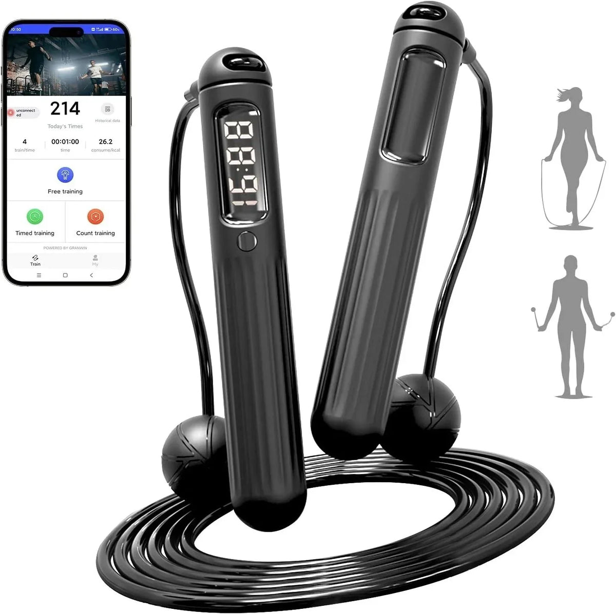 Smart Jump Rope with Real-Time Tracking – Cordless Fitness Skipping Rope
