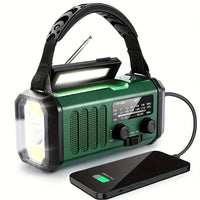 Solar Emergency Radio with Power Bank, Hand Crank and LED Flashlight for Camping and Outdoor Use