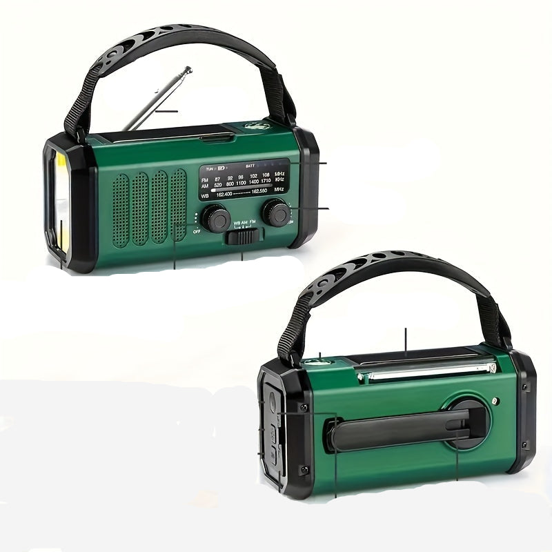 Solar Emergency Radio with Power Bank, Hand Crank and LED Flashlight for Camping and Outdoor Use