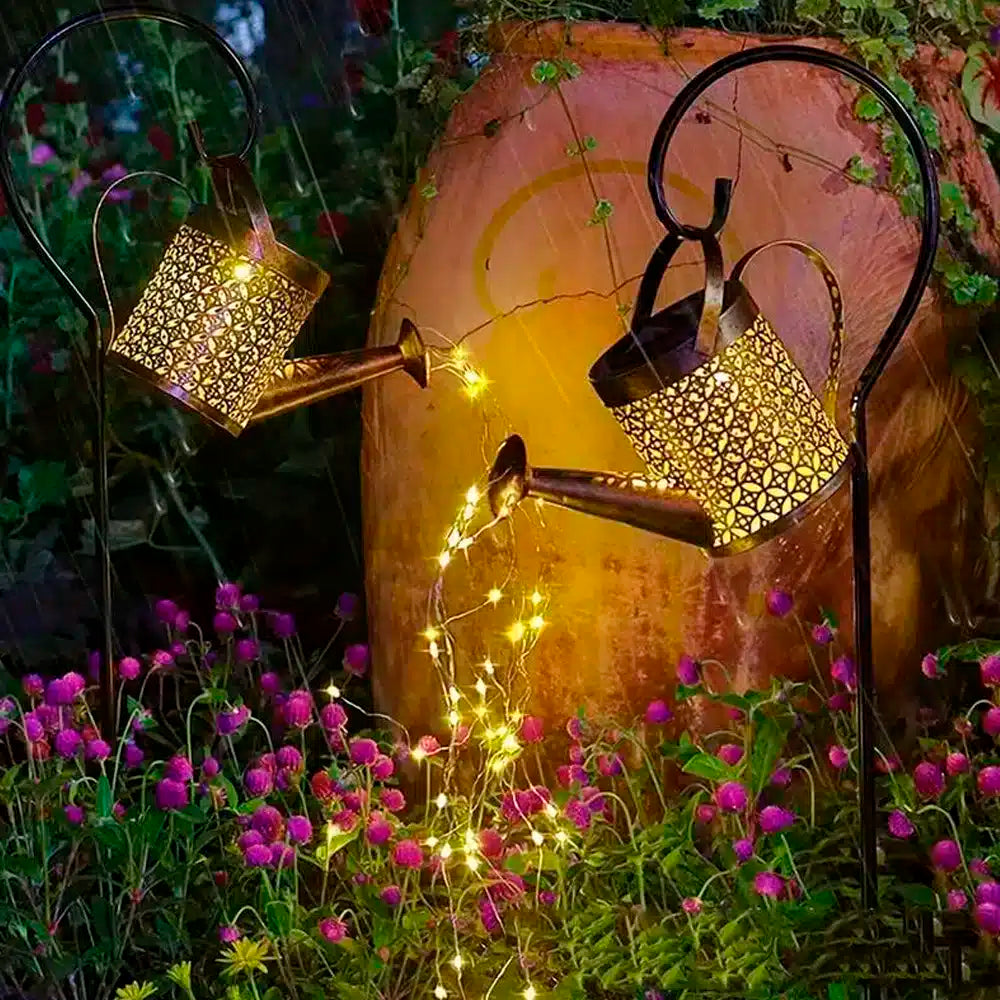 Solar-Powered Watering Can LED Garden Lamp