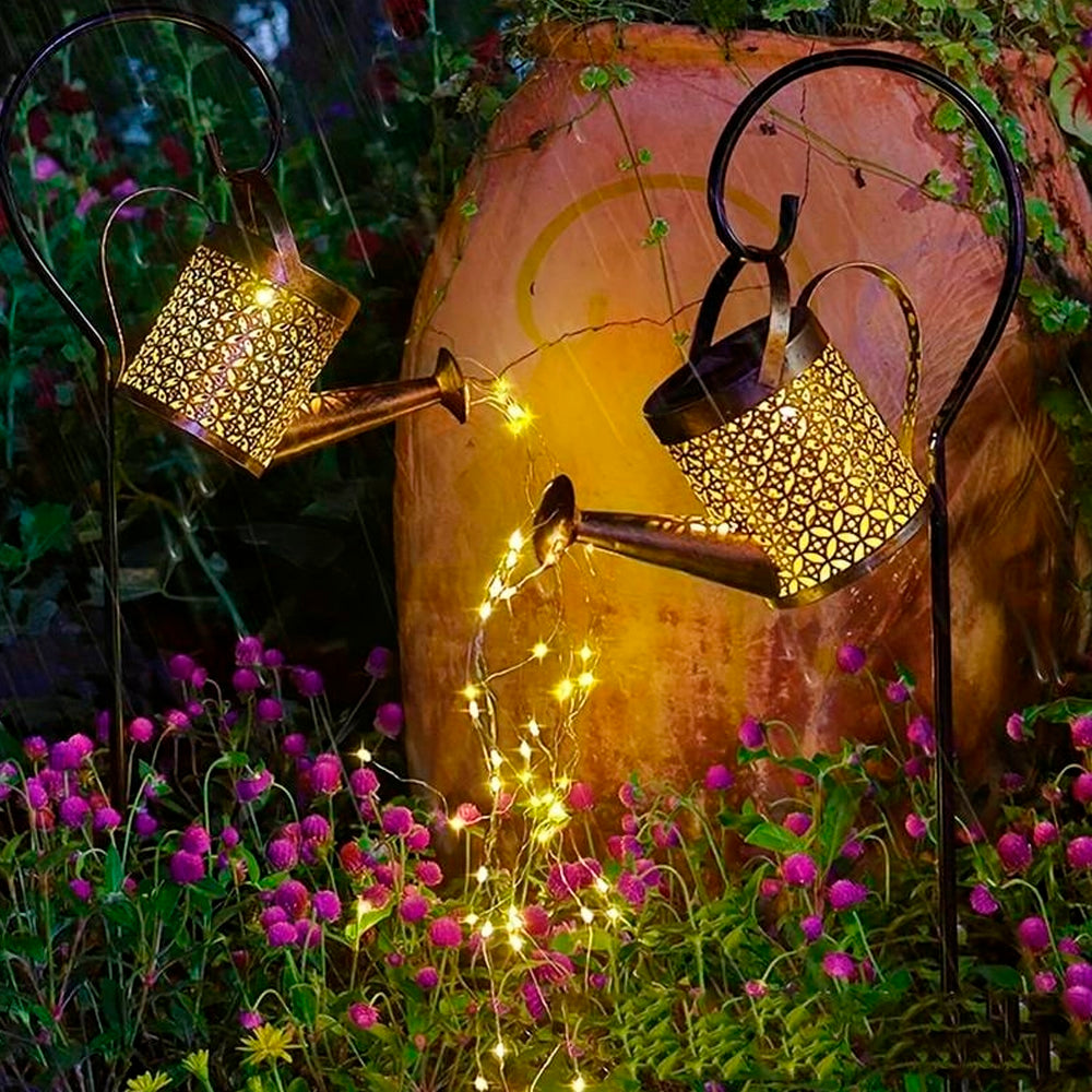 Solar-Powered Watering Can LED Garden Lamp