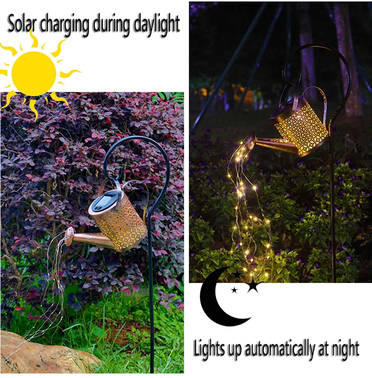 Solar-Powered Watering Can LED Garden Lamp