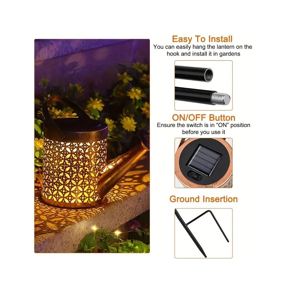 Solar-Powered Watering Can LED Garden Lamp