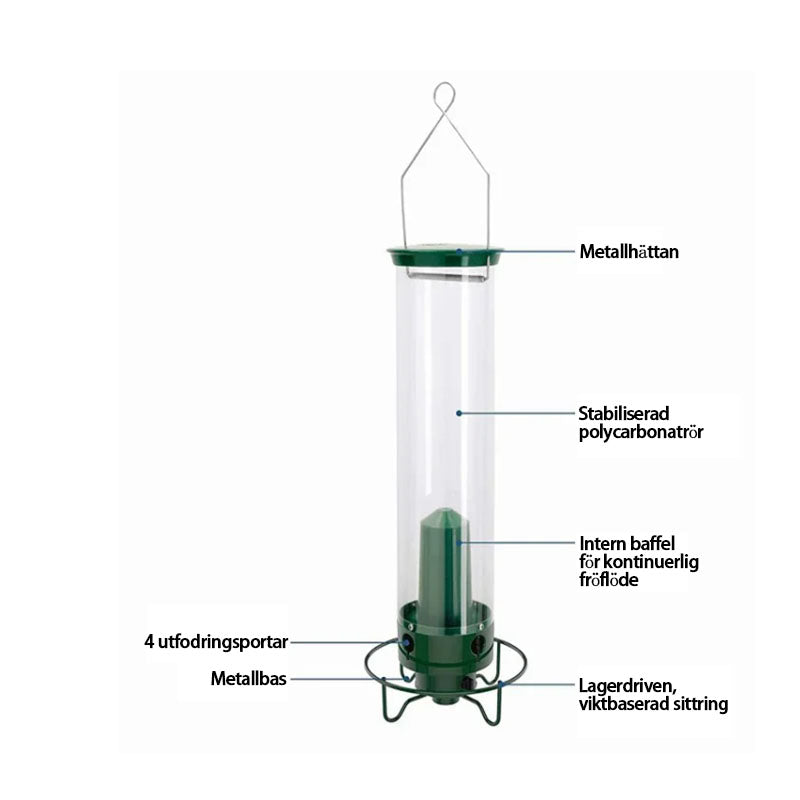 Squirrel-Proof Green Bird Feeder with Metal and Polycarbonate