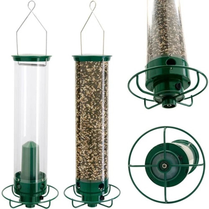 Squirrel-Proof Green Bird Feeder with Metal and Polycarbonate