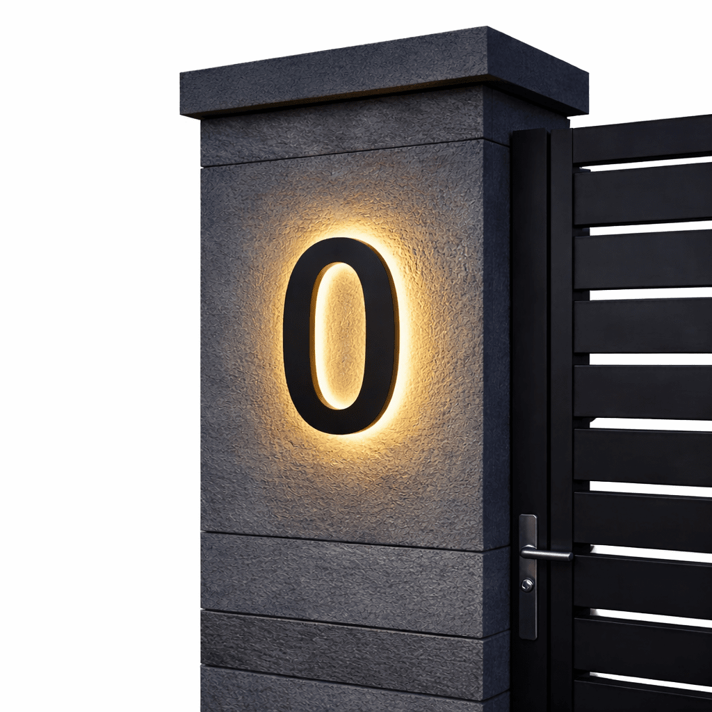 Stainless Steel Address Numbers for Modern Facades with IP68 LED Lighting