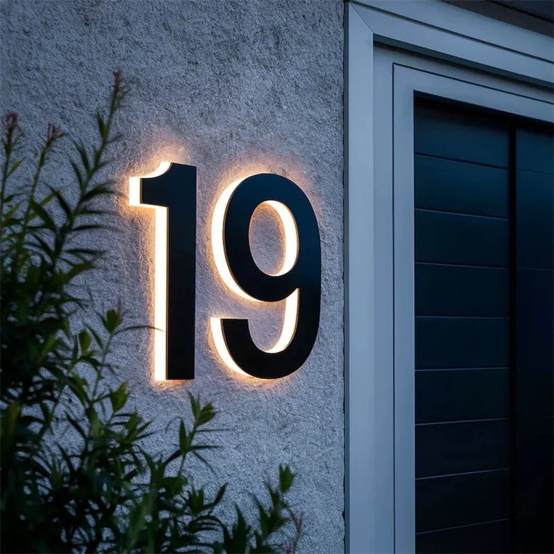 Stainless Steel Address Numbers for Modern Facades with IP68 LED Lighting