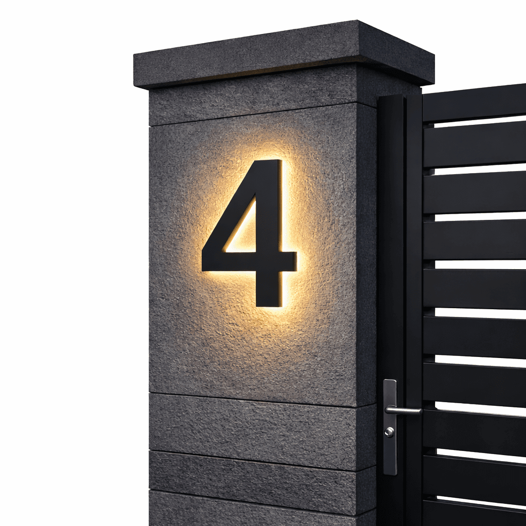 Stainless Steel Address Numbers for Modern Facades with IP68 LED Lighting